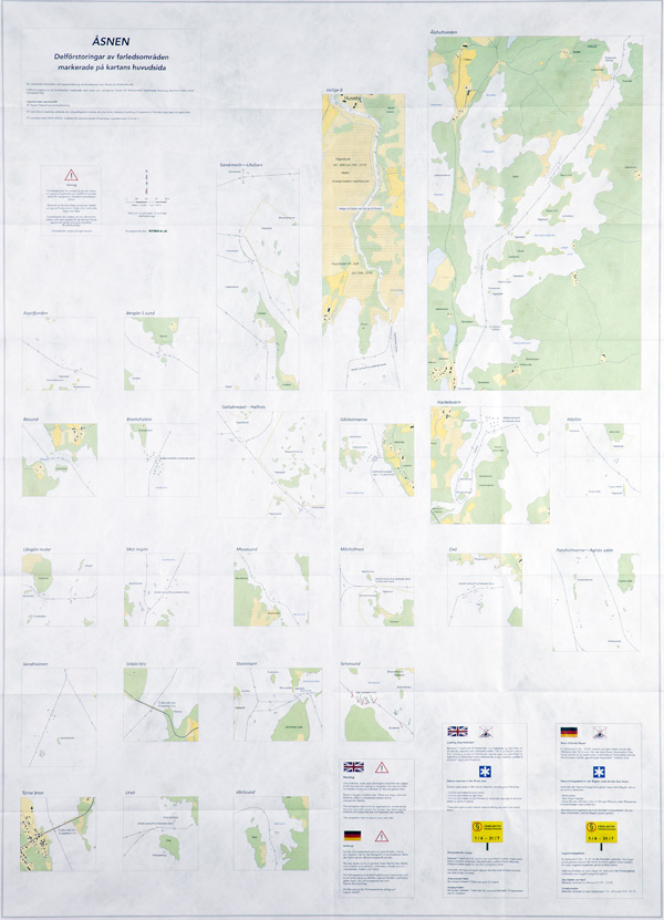 Farledskarta över Åsnen - delförstoringar från huvudsidan